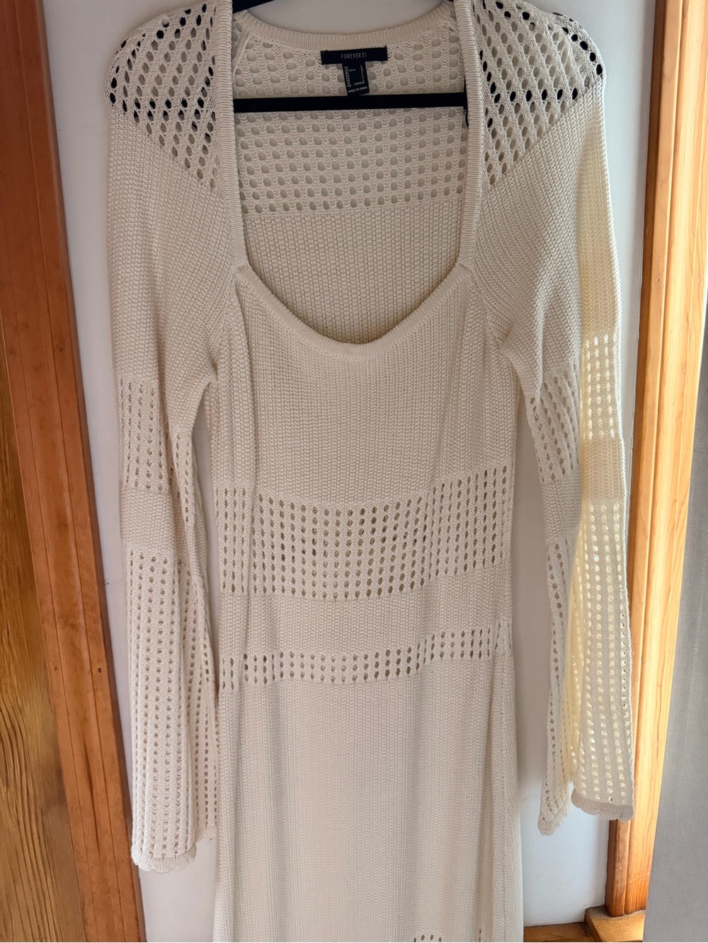 Forever 21 Ivory Knitted Maxi Dress Size Large